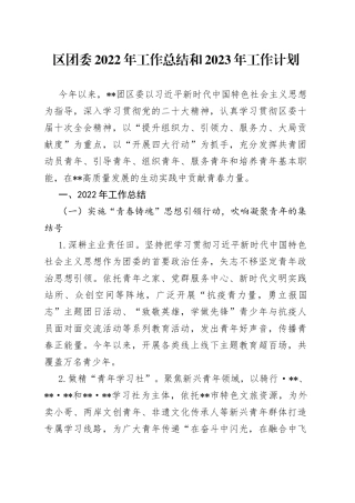 区团委2022年工作总结和2023年工作计划57