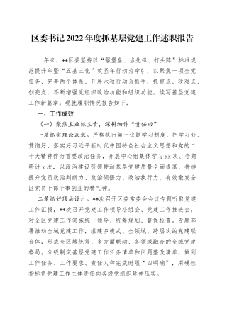 区委书记2022年度抓基层党建工作述职报告08