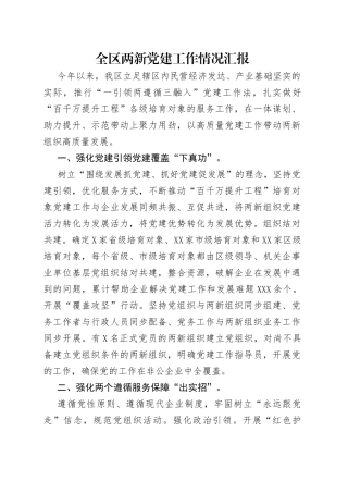 全区两新党建工作情况汇报