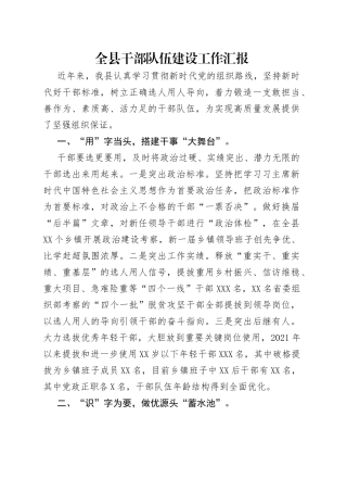 全县干部队伍建设工作汇报