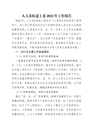 人大某街道工委2022年工作报告