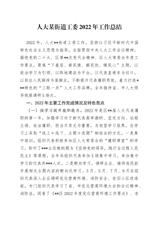 人大某街道工委2022年工作总结8