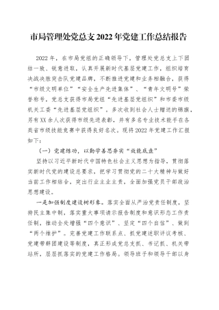 市局管理处党总支2022年党建工作总结报告92
