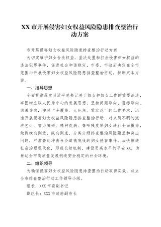 市开展侵害妇女权益风险隐患排查整治行动方案