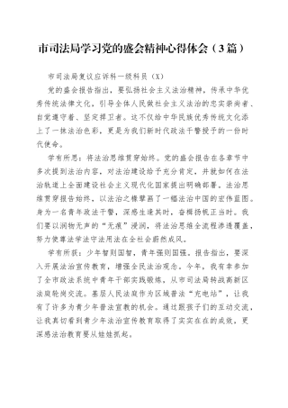 市司法局学习党的盛会精神心得体会（3篇）