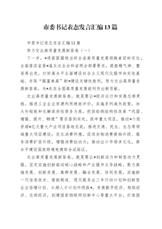 市委书记表态发言汇编13篇