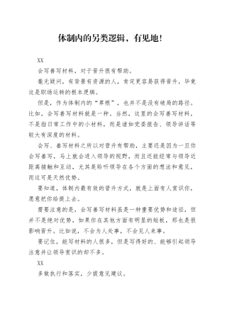 体制内的另类逻辑，有见地！