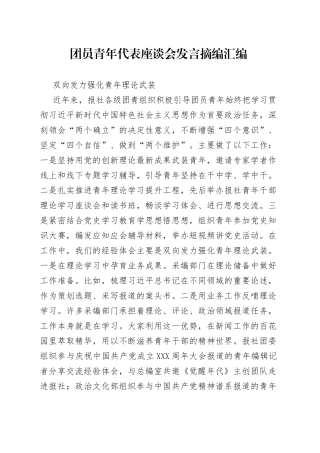 团员青年代表座谈会发言摘编汇编