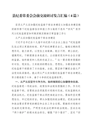 县纪委常委会会前交流研讨发言汇编4篇