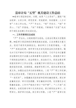 县审计局“五型”机关建设工作总结