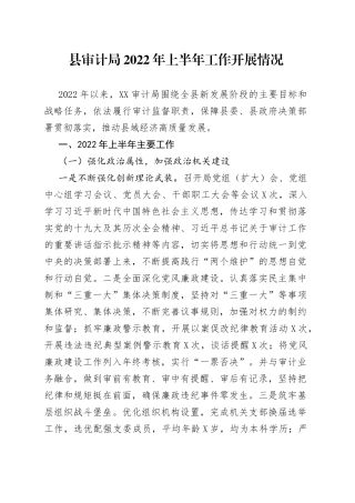 县审计局2022年上半年工作开展情况63