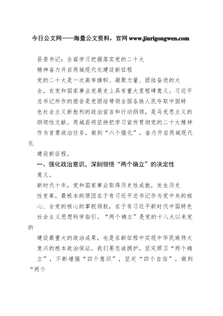 县委书记：全面学习把握落实党的二十大精神奋力开启芮城现代化建设新征程（20221121）5_1