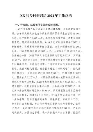 县乡村振兴局2022年工作总结20221122