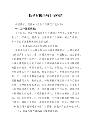 县乡村振兴局工作总结58