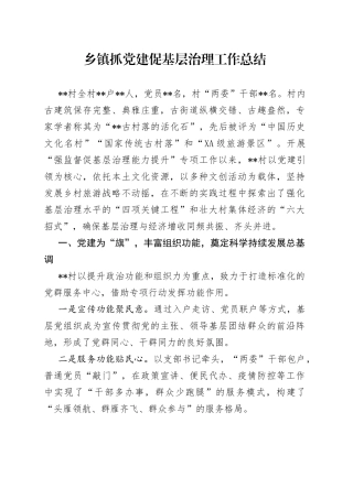 乡镇抓党建促基层治理工作总结40