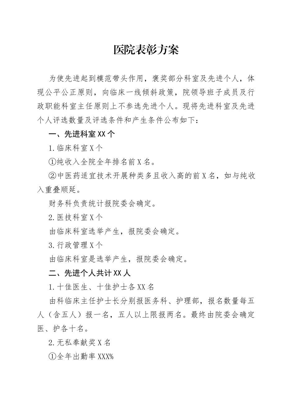 医院表彰方案_第1页