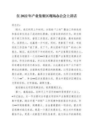在2022年产业集聚区现场办公会上讲话13