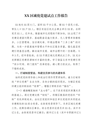 区域化党建试点工作报告