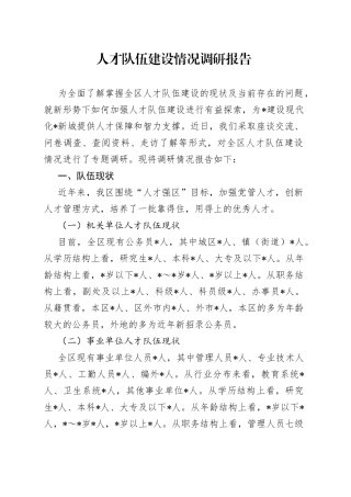 人才队伍建设情况调研报告
