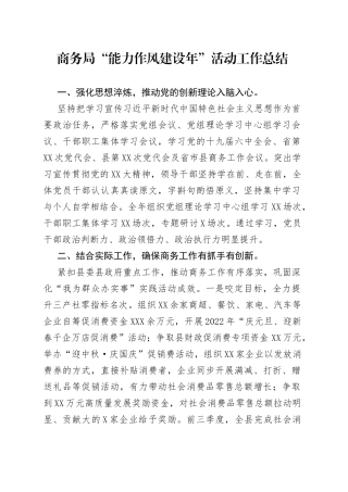 商务局“能力作风建设年”活动工作总结