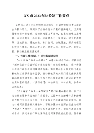 市2023年林长制工作要点
