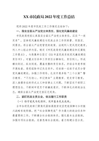 市民政局2022年度工作总结