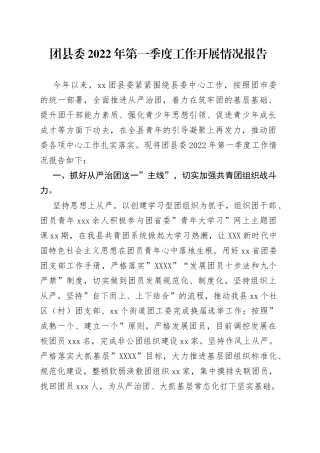 团委2022年第一季度工作开展情况报告