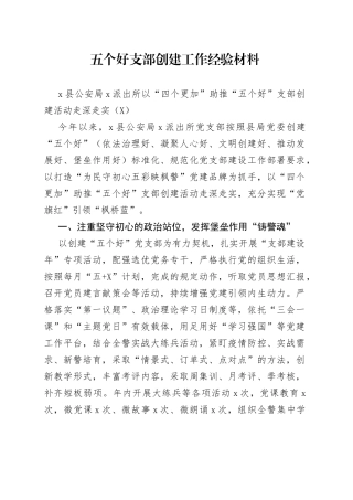 五个好支部创建工作经验材料
