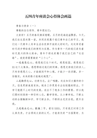 五四青年座谈会心得体会两篇