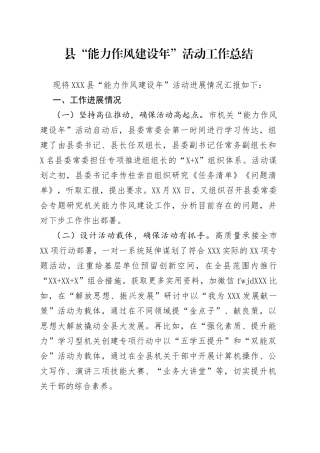 县“能力作风建设年”活动工作总结（01）