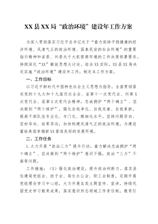 县XX局“政治环境”建设年工作方案