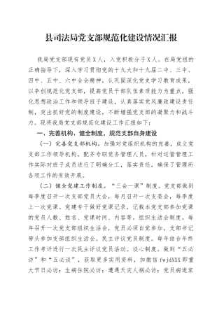 县司法局党支部规范化建设情况汇报