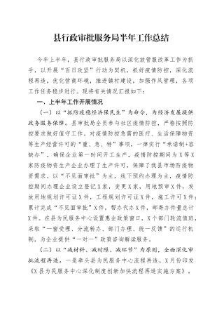 县行政审批服务局半年工作总结