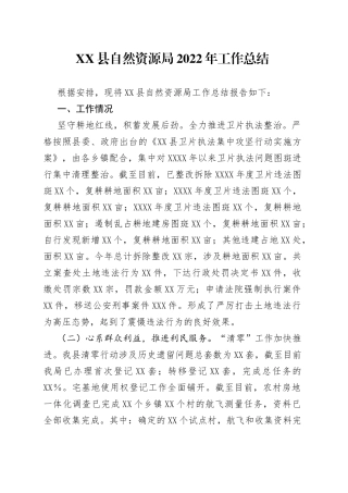 县自然资源局2022年工作总结