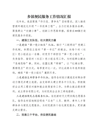 乡镇便民服务工作情况汇报