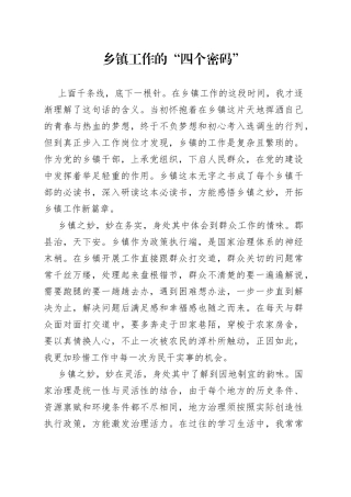 乡镇工作的“四个密码”