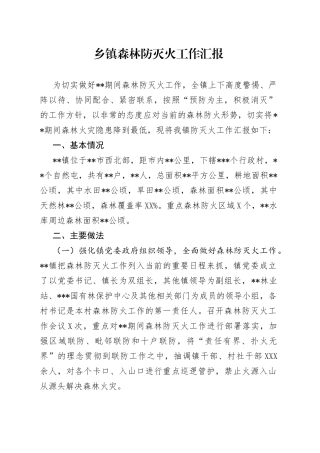 乡镇森林防灭火工作汇报