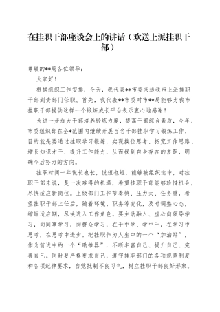 在挂职干部座谈会上的讲话