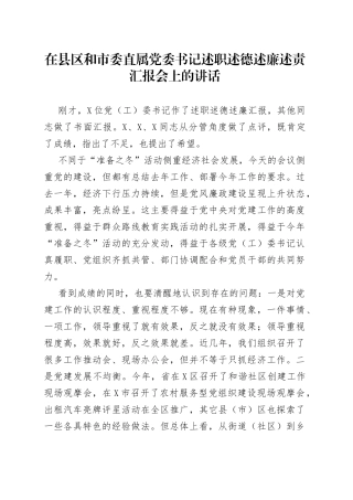 在述职述德述廉述责汇报会上的讲话