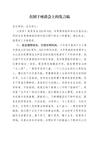 在团干座谈会上的发言稿