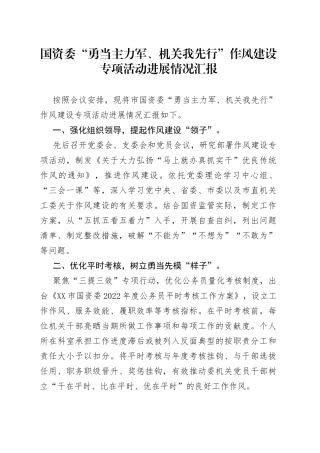 作风建设专项活动进展情况汇报