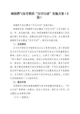 （2篇）城镇燃气安全整治“百日行动”实施方案