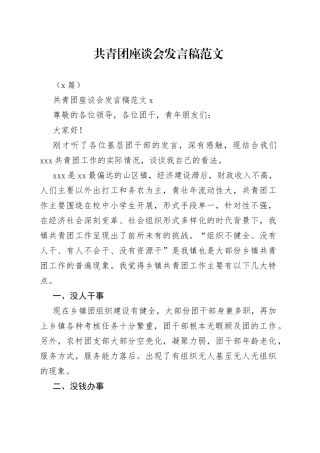 （2篇）共青团座谈会发言稿范文