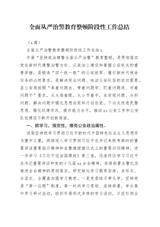 （2篇）全面从严治警教育整顿阶段性工作总结