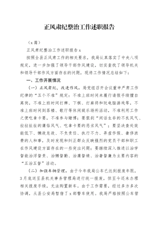 （3篇）正风肃纪整治工作述职报告