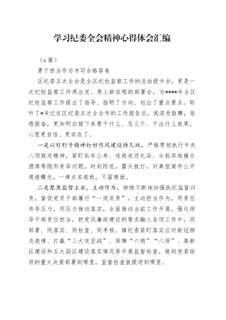 （5篇）学习纪委全会精神心得体会汇编