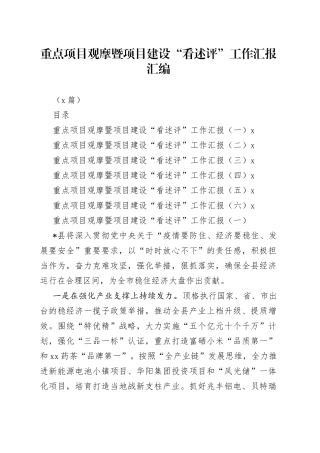 （6篇）重点项目观摩暨项目建设“看述评”工作汇报汇编