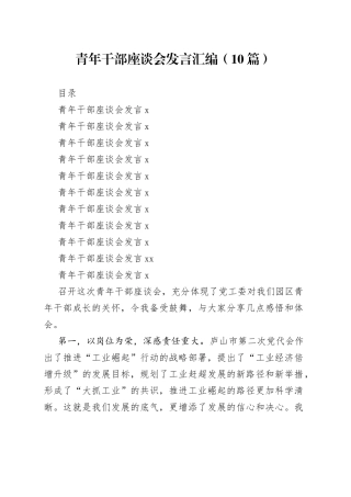 （10篇）青年干部座谈会发言汇编