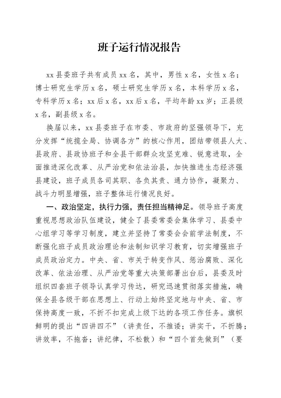 班子运行情况报告_第1页