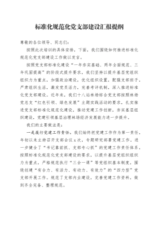 标准化规范化党支部建设汇报提纲